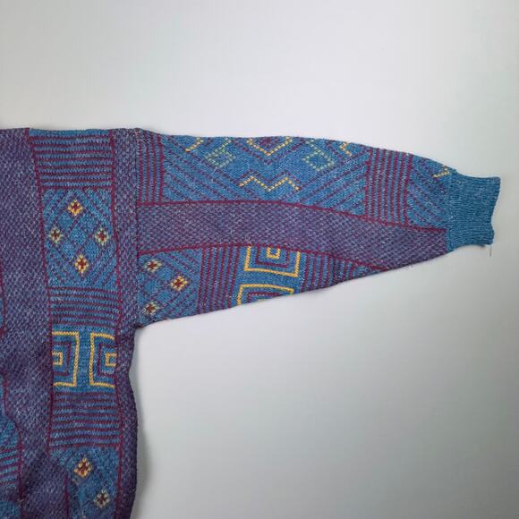 Vintage Peter Jon Clothing Geometric Knit Sweater Large Made in Korea - Picture 4 of 6